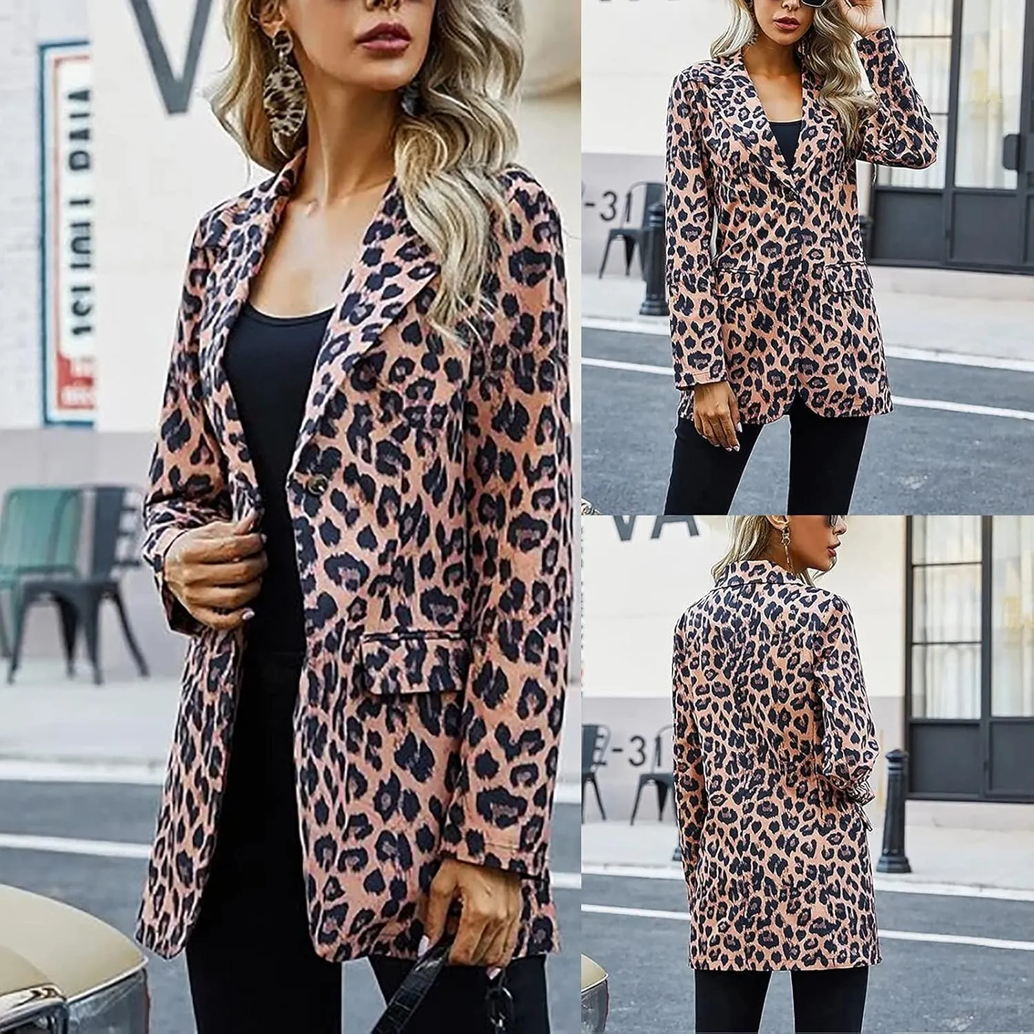 Graphic Blazers for Women Open Front Long Sleeve Cardigans Colorful Newspaper Print Jackets Trendy Casual Coat
