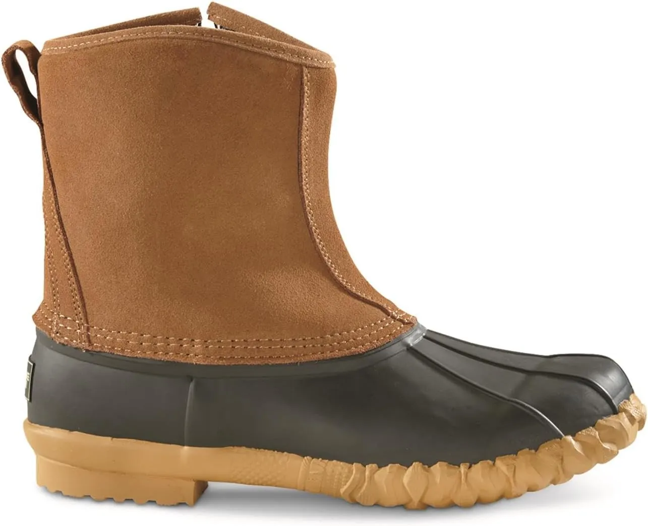 Guide Gear Mens Side Zip Insulated Leather Duck Boots, Winter Boots for Men, Waterproof Rain Shoes, 400 Gram