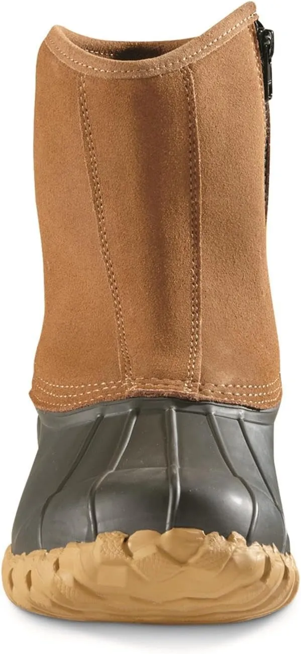 Guide Gear Mens Side Zip Insulated Leather Duck Boots, Winter Boots for Men, Waterproof Rain Shoes, 400 Gram