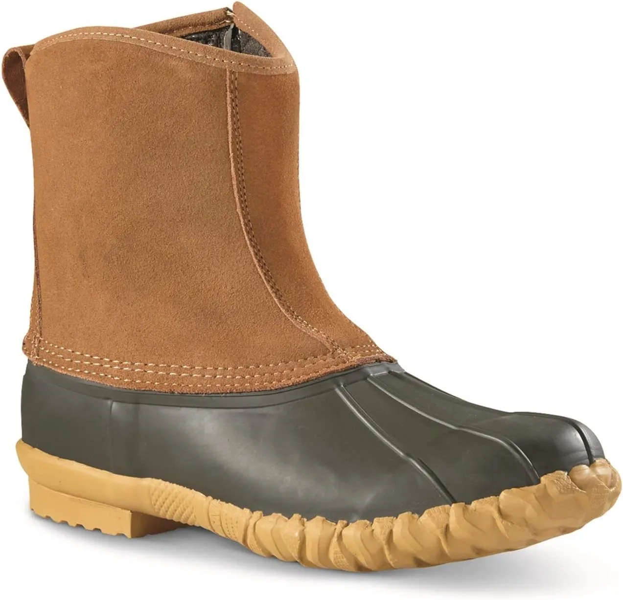 Guide Gear Mens Side Zip Insulated Leather Duck Boots, Winter Boots for Men, Waterproof Rain Shoes, 400 Gram