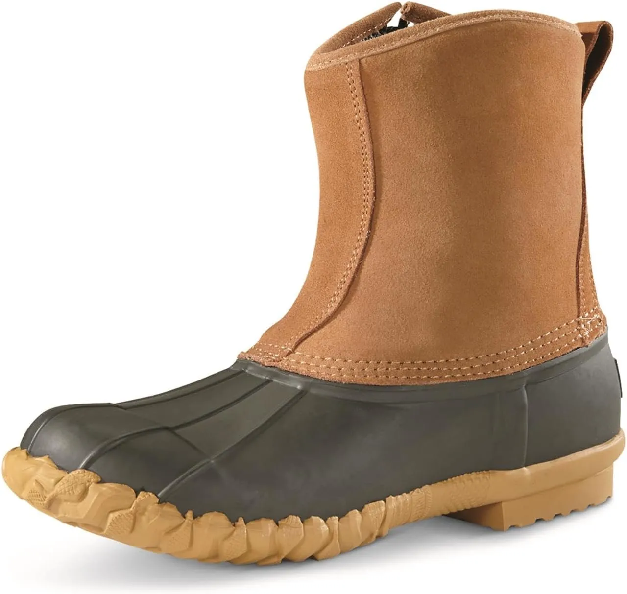 Guide Gear Mens Side Zip Insulated Leather Duck Boots, Winter Boots for Men, Waterproof Rain Shoes, 400 Gram