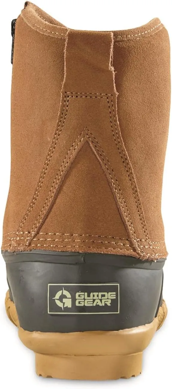 Guide Gear Mens Side Zip Insulated Leather Duck Boots, Winter Boots for Men, Waterproof Rain Shoes, 400 Gram