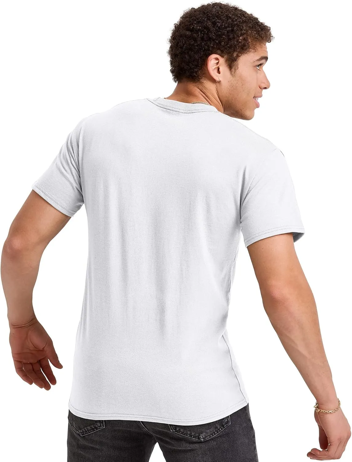 Hanes Men's Essentials Short-Sleeve Pocket T-Shirt Pack, Cotton Crewneck Tee, 3-Pack