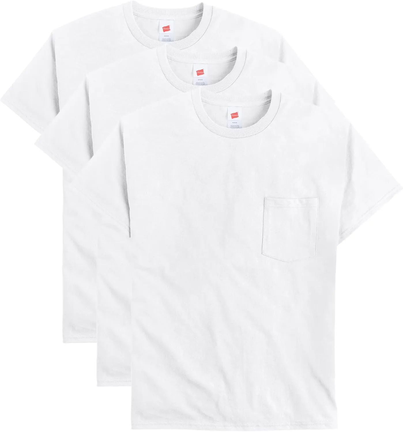 Hanes Men's Essentials Short-Sleeve Pocket T-Shirt Pack, Cotton Crewneck Tee, 3-Pack