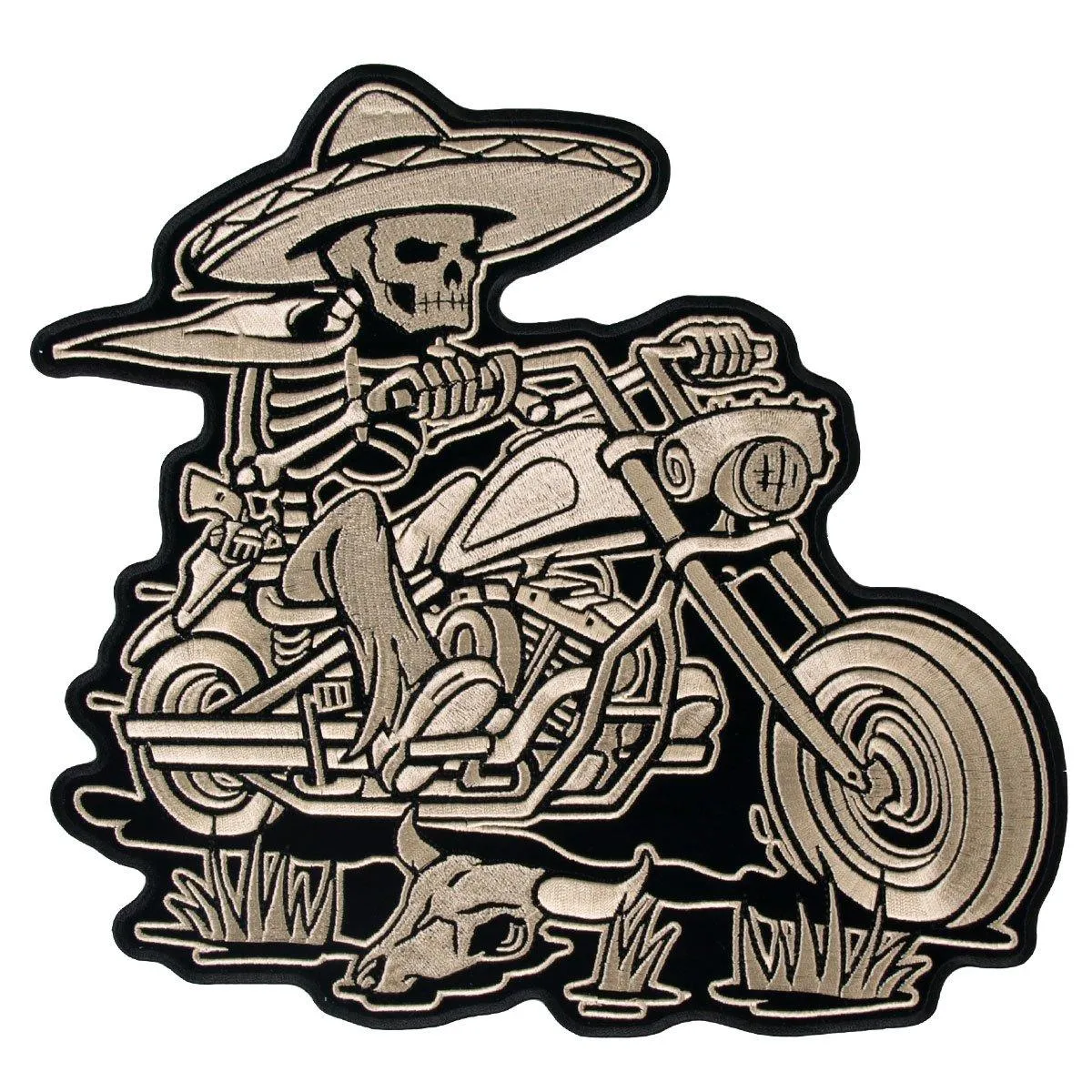 Hot Leathers Sombrero Skeleton Rider 11" X 10" Patch