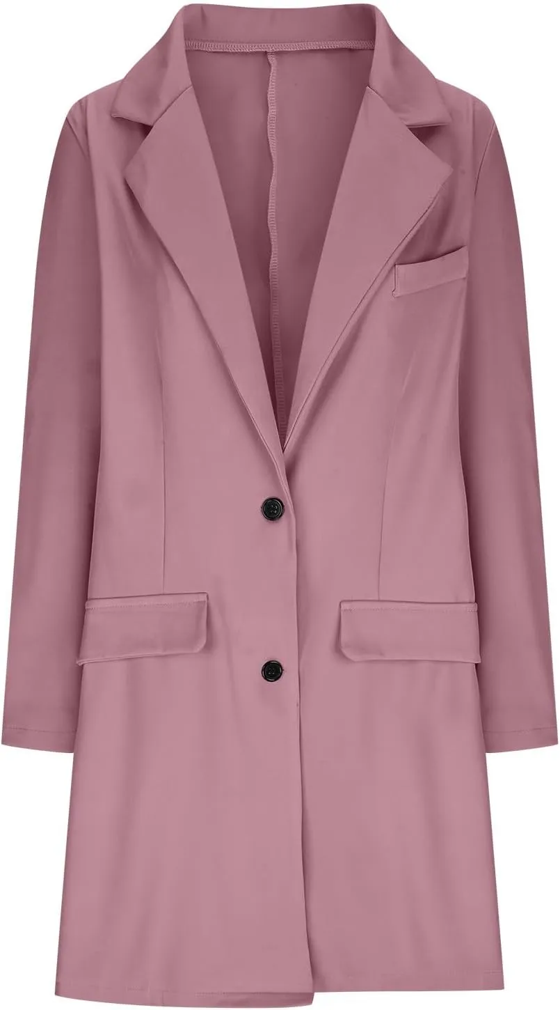 Hvyesh Women's Wool Blend Trench Winter Jackets Mid Long Warm Pea Coats Dressy Casual Double Breasted Overcoat with Pockets