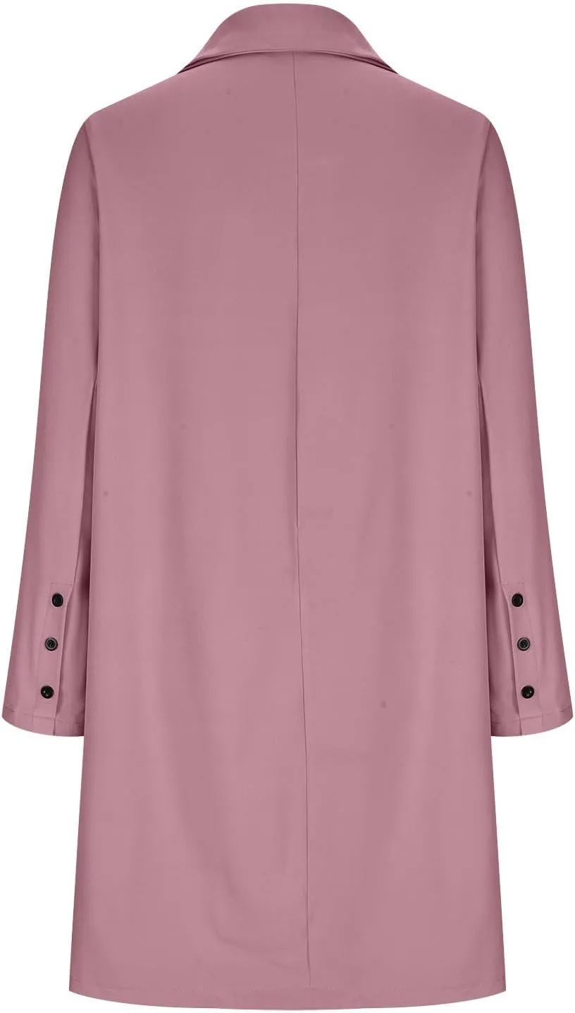 Hvyesh Women's Wool Blend Trench Winter Jackets Mid Long Warm Pea Coats Dressy Casual Double Breasted Overcoat with Pockets