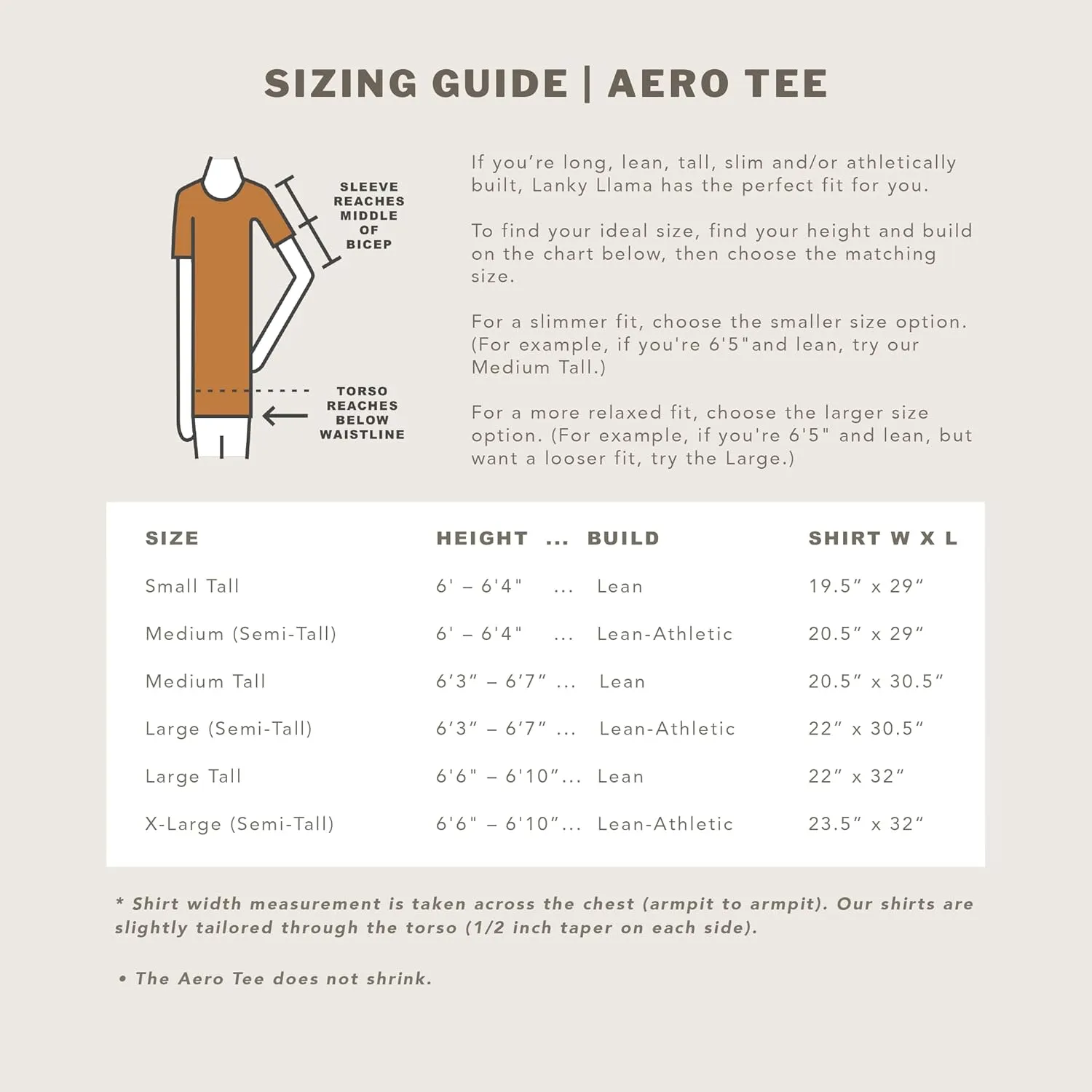 Lanky Llama (New) Aero Tee | Fit for Slim & Tall Slim Men | Lightweight Luxury Athleisure