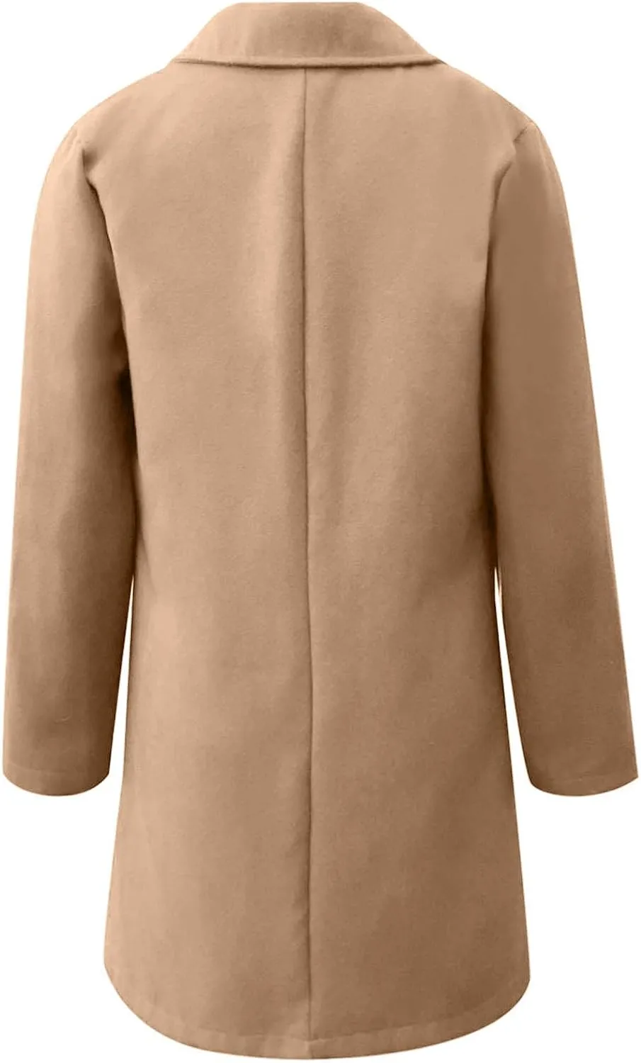 Lastesso Women's Solid Long Sleeve Trench Coat Open Front Loose Fit Cardigans Plaid Lapel Notched Collar Outerwear Comfy Coat
