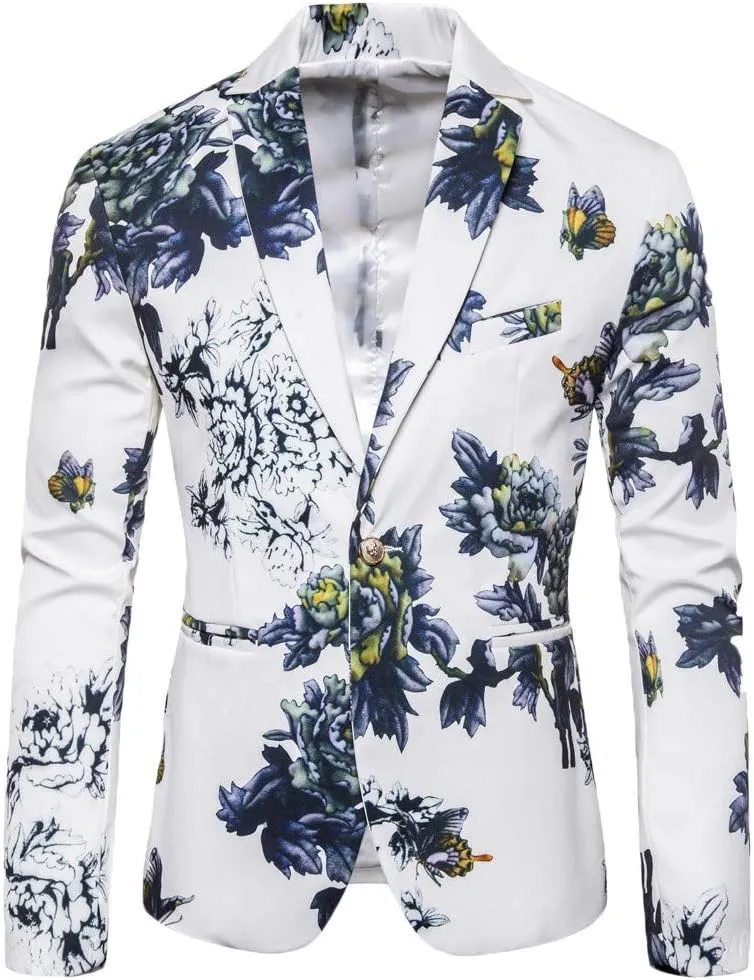 LCMTWX Blazers for Men Men's Fashion Coats Casual Pocket Button Suit Jacket Buckle Loved Printed Track Suit Set for Men