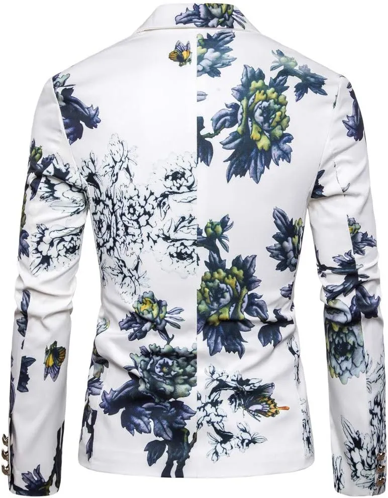 LCMTWX Blazers for Men Men's Fashion Coats Casual Pocket Button Suit Jacket Buckle Loved Printed Track Suit Set for Men