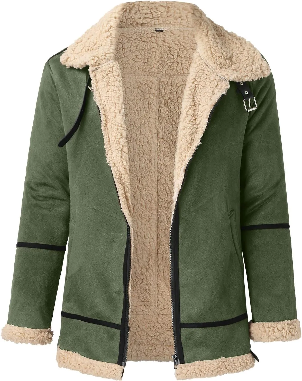 LCMTWX Men's Winter Thickened Warm Coats Solid Color Lapel Long Sleeve Coat Cardigan Plush Long Coat Mens Winter Coats