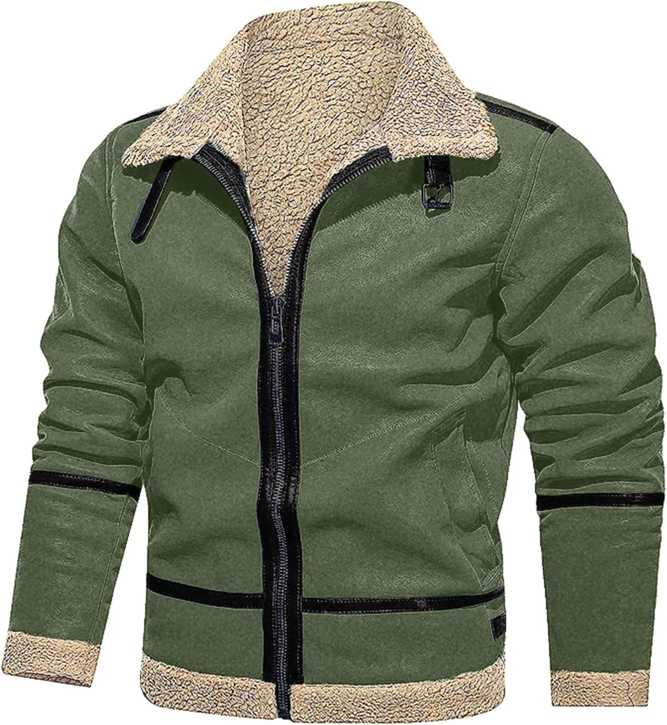 LCMTWX Men's Winter Thickened Warm Coats Solid Color Lapel Long Sleeve Coat Cardigan Plush Long Coat Mens Winter Coats