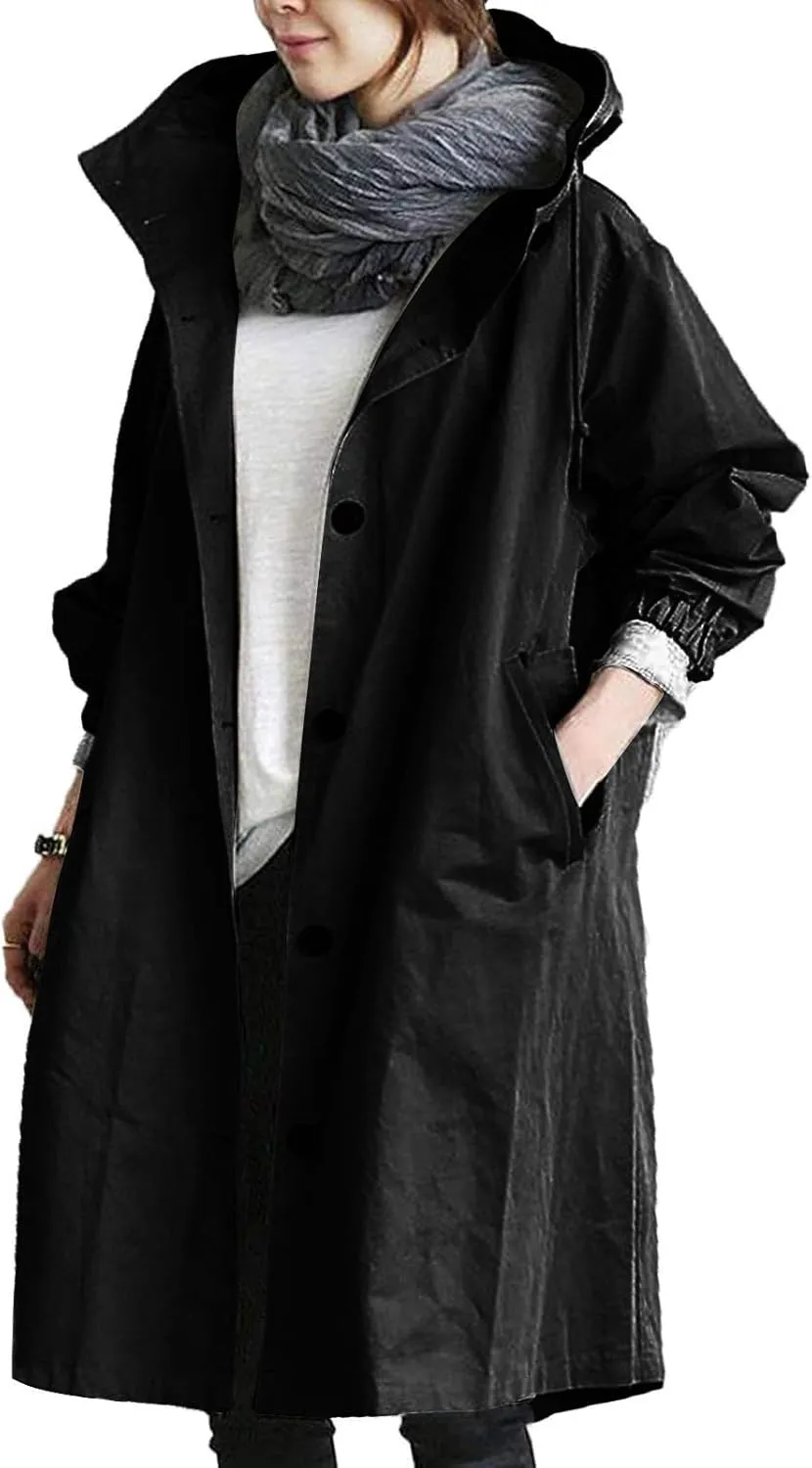 LCMTWX Women Trench Coat Hooded Coat Outwear Womens Elegant Windbreaker Wild Winter Women's Coat Women Trench Coat Women