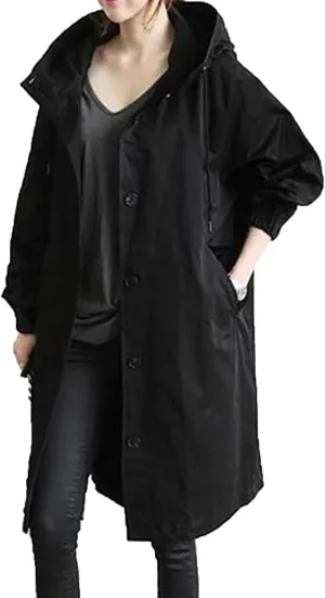 LCMTWX Women Trench Coat Hooded Coat Outwear Womens Elegant Windbreaker Wild Winter Women's Coat Women Trench Coat Women