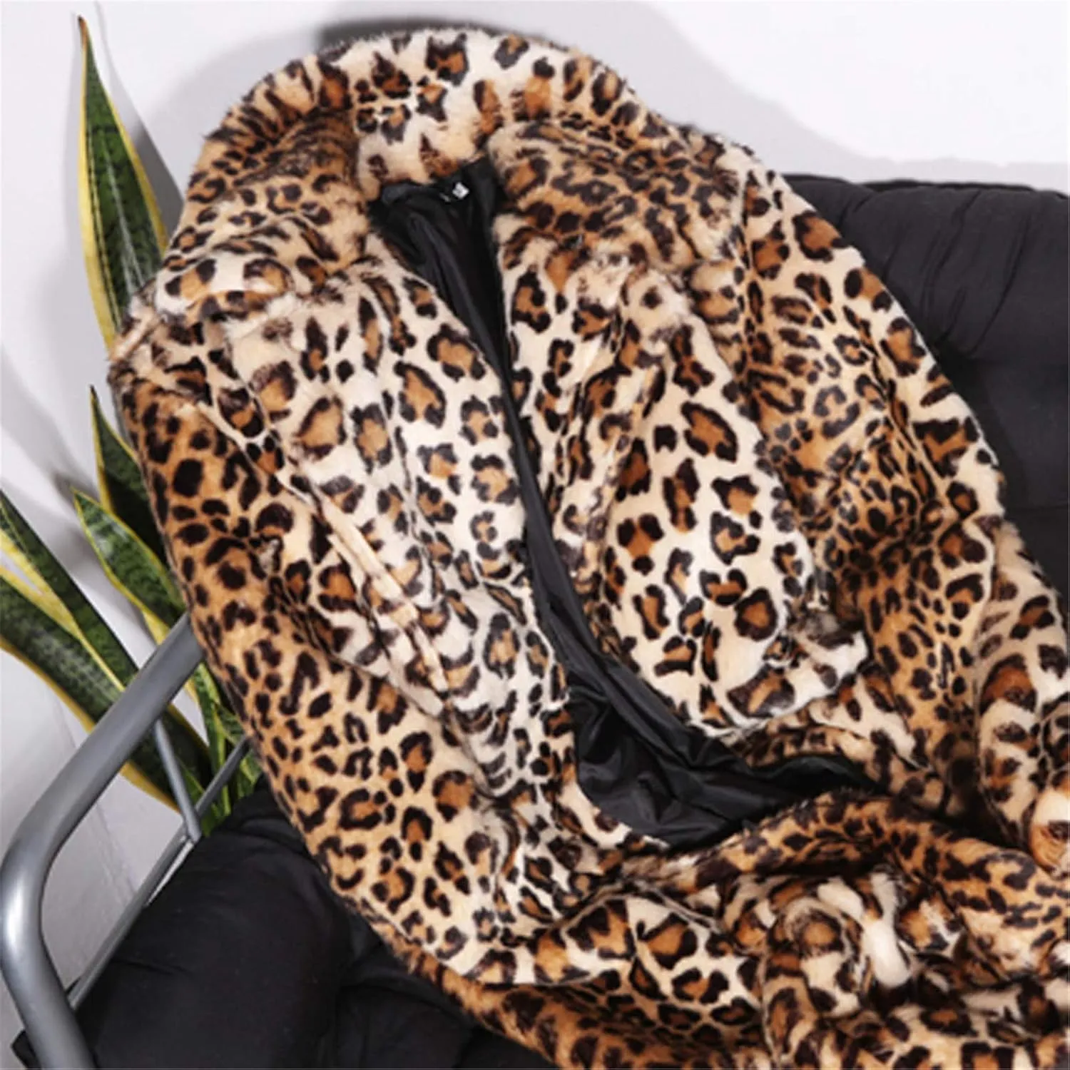 Leopard Print Cardigan for Women Winter Luxury Faux Fur Warm Coats Open Front Long Sleeve Dressy Shaggy Jackets