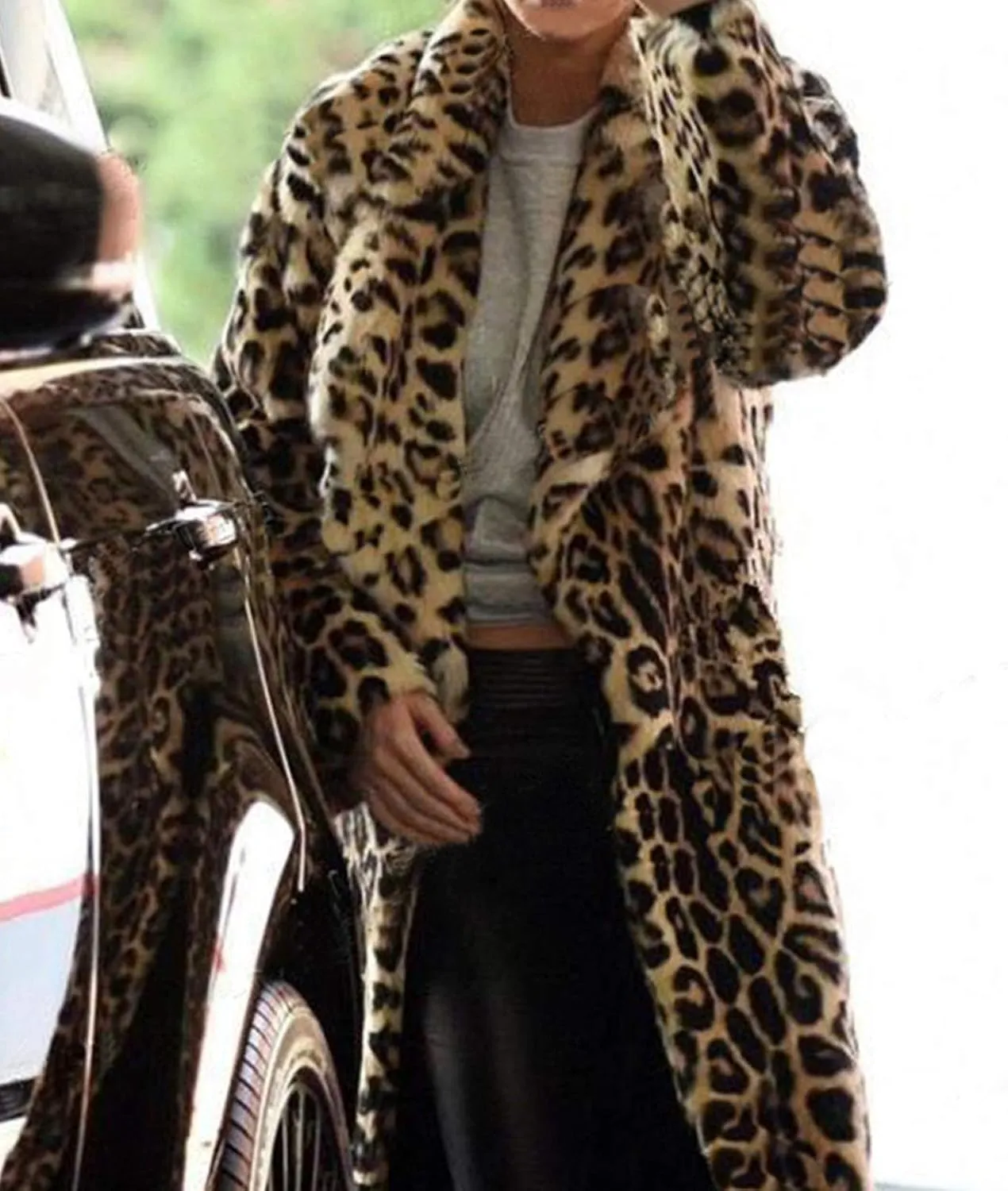 Leopard Print Cardigan for Women Winter Luxury Faux Fur Warm Coats Open Front Long Sleeve Dressy Shaggy Jackets