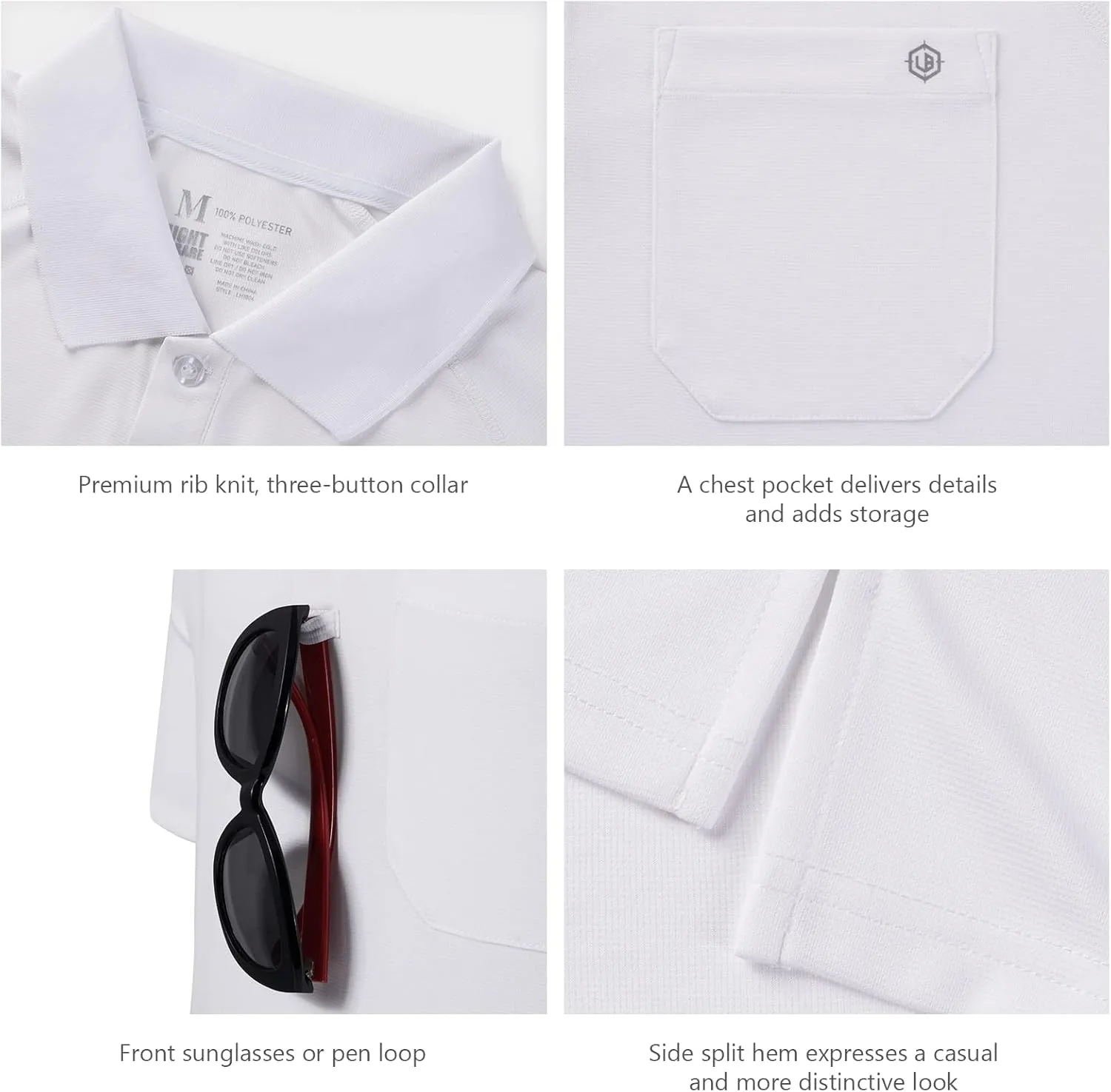 Lightbare Mens Short Sleeve Polo Shirt UPF 50 Performance Moisture Wicking Quick Dry Golf Tennis Polo for Tactical Hiking