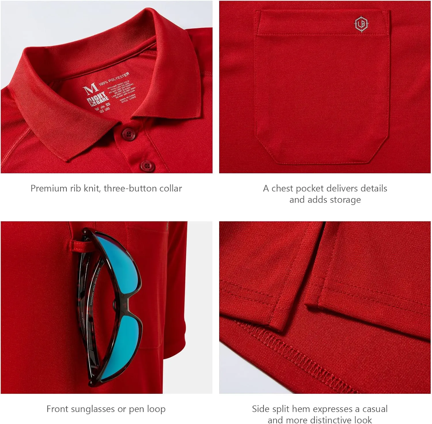 Lightbare Mens Short Sleeve Polo Shirt UPF 50 Performance Moisture Wicking Quick Dry Golf Tennis Polo for Tactical Hiking
