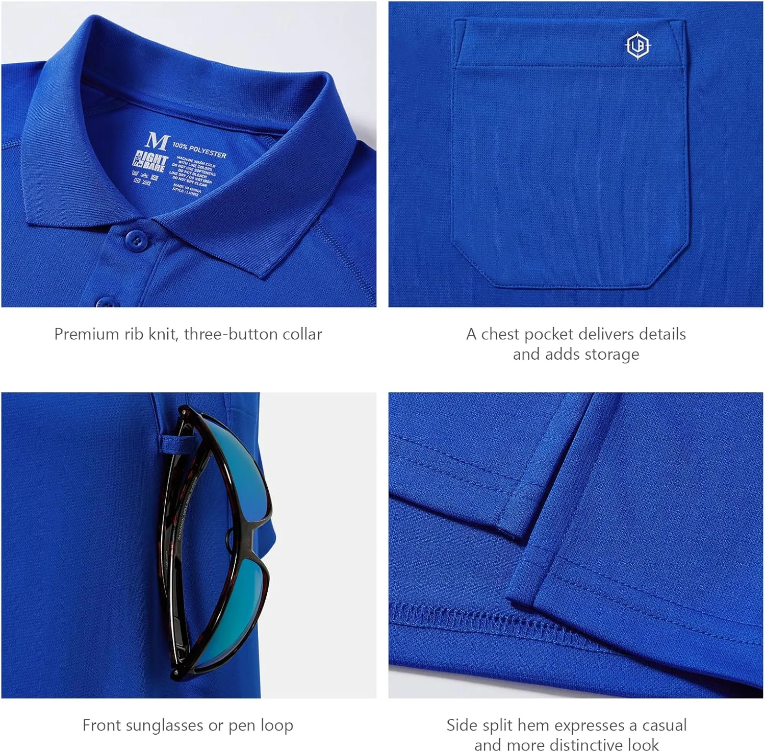 Lightbare Mens Short Sleeve Polo Shirt UPF 50 Performance Moisture Wicking Quick Dry Golf Tennis Polo for Tactical Hiking