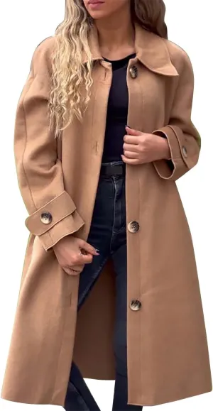 Lightweight Trench Coat Women Jacket Loose Fitting Warm Winter Outwear Fashion Lapel Jacket Coats Short Trench Coat