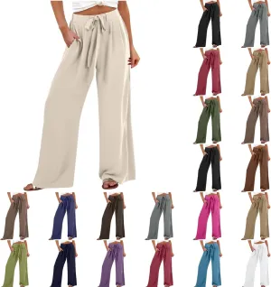 Linen Wide Leg Pants for Women Flowy High Waisted Business Work Dress Pant Casual 2025 Summer Beach Vacation Pants
