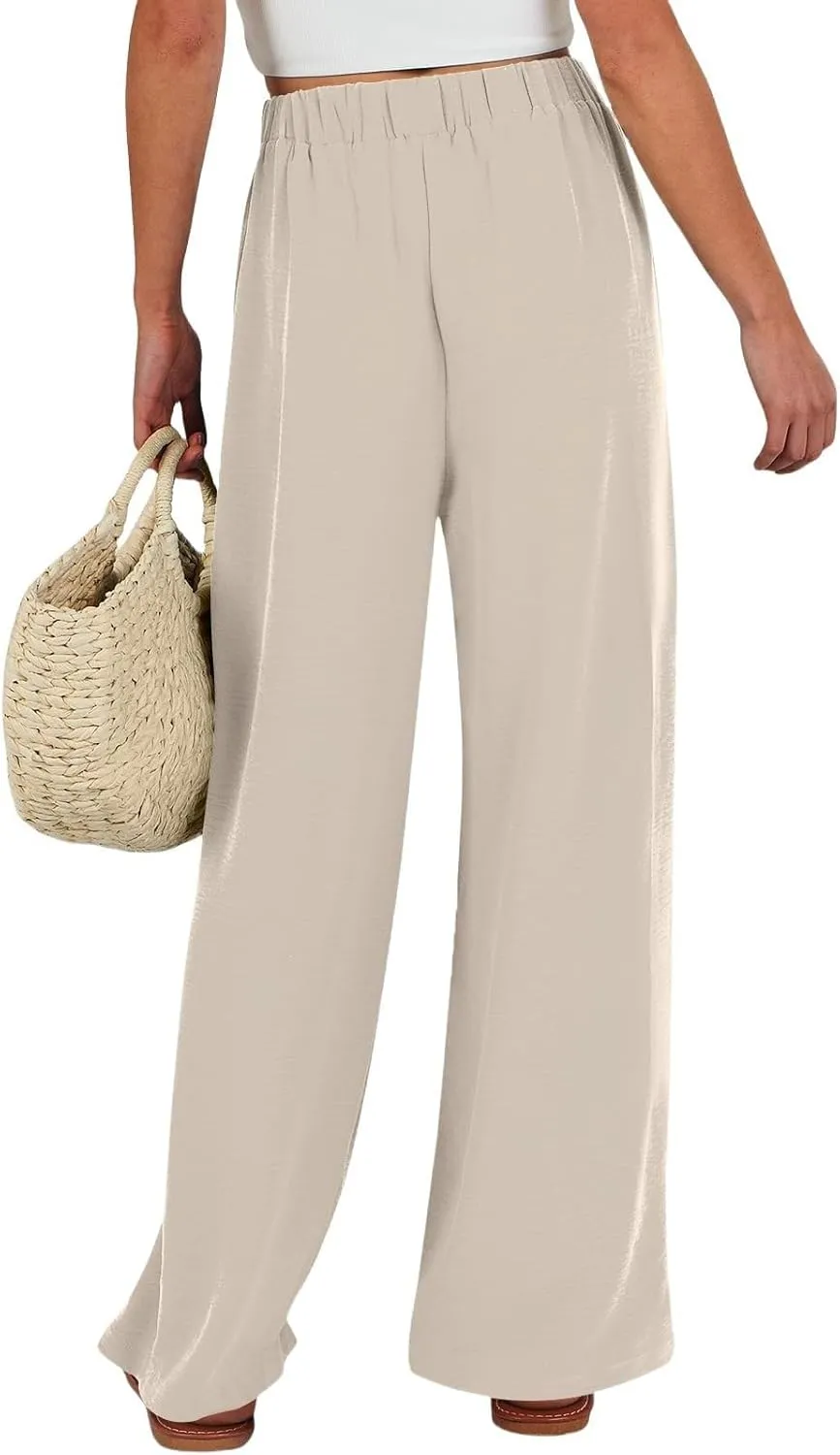 Linen Wide Leg Pants for Women Flowy High Waisted Business Work Dress Pant Casual 2025 Summer Beach Vacation Pants