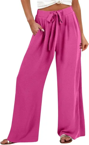Linen Wide Leg Pants for Women Flowy High Waisted Business Work Dress Pant Casual 2025 Summer Beach Vacation Pants