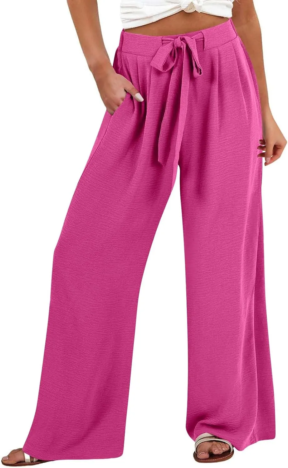 Linen Wide Leg Pants for Women Flowy High Waisted Business Work Dress Pant Casual 2025 Summer Beach Vacation Pants