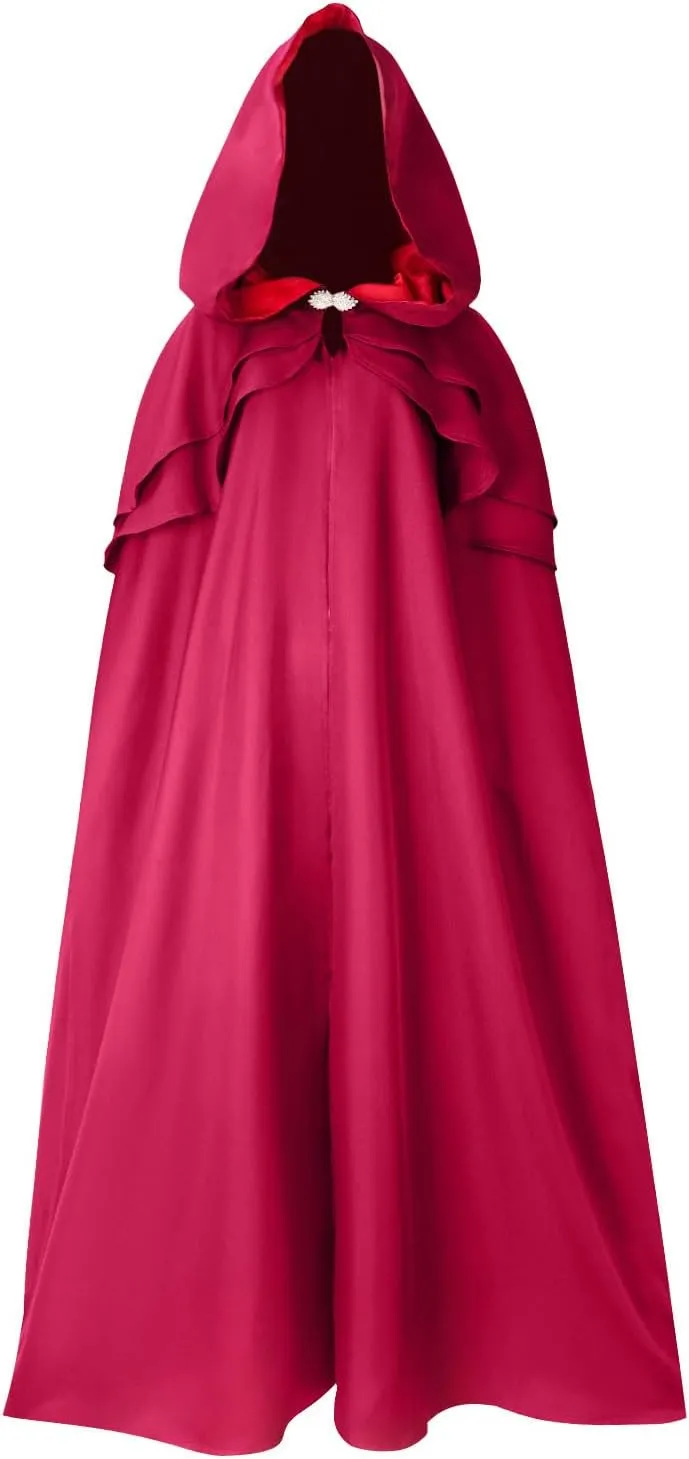 Lmdudan Unisex Gothic Renaissance Wizard Witch Hooded Cloak Halloween Cosplay Costume Party Cape Medieval Steampunk Clothes