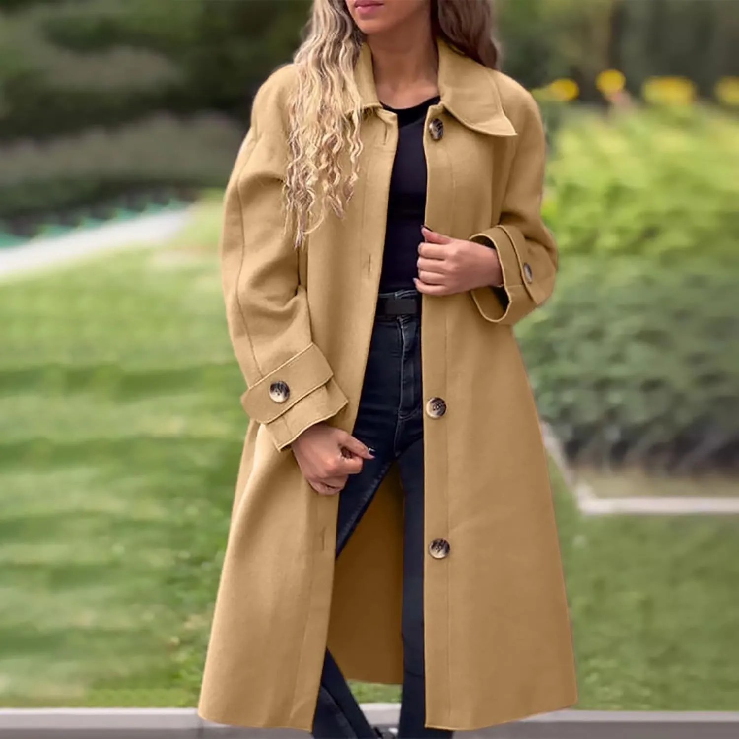 Long Trench Coat for Women Fuzzy Jacket Loose Fitting Warm Winter Outwear Fashion Cropped Trench Coat for Women 2024