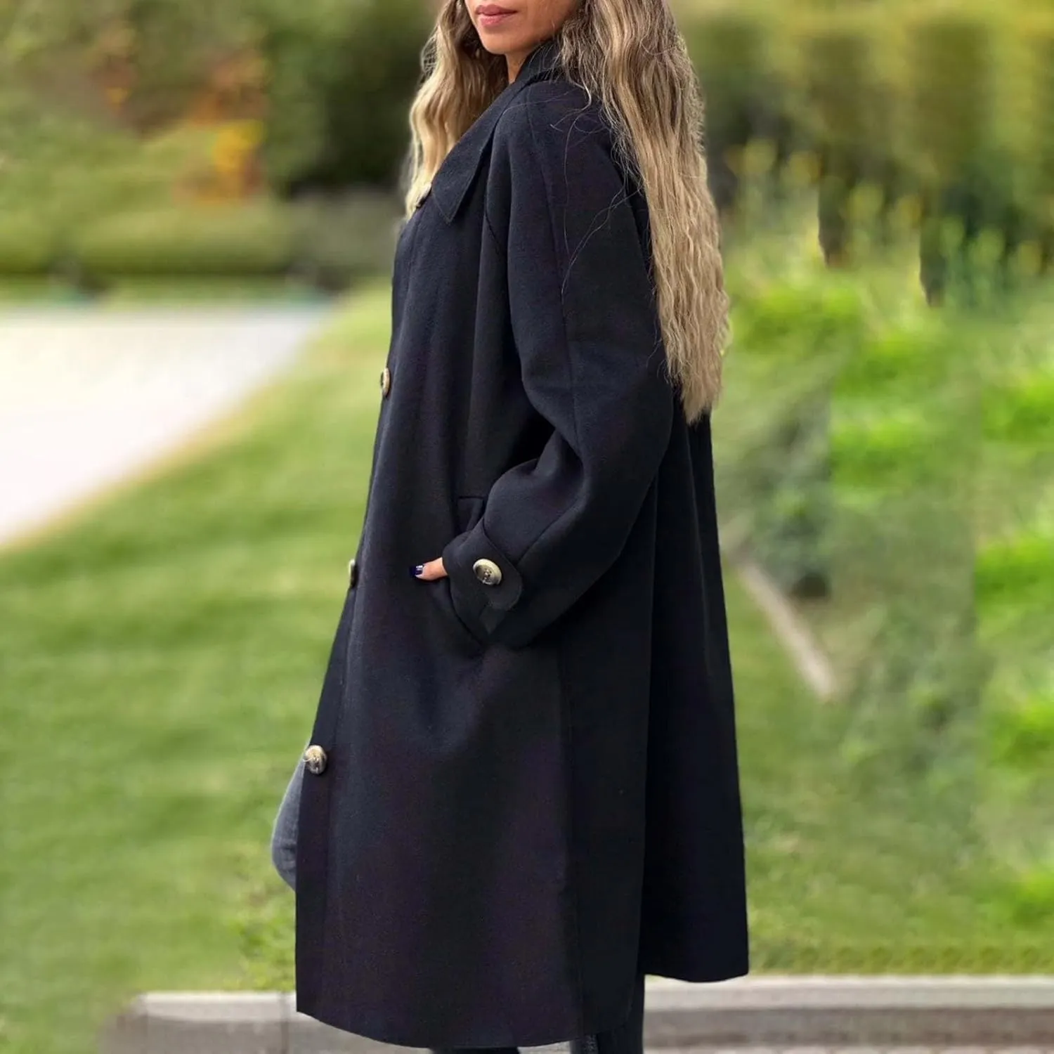 Long Trench Coat for Women Fuzzy Jacket Loose Fitting Warm Winter Outwear Fashion Cropped Trench Coat for Women 2024