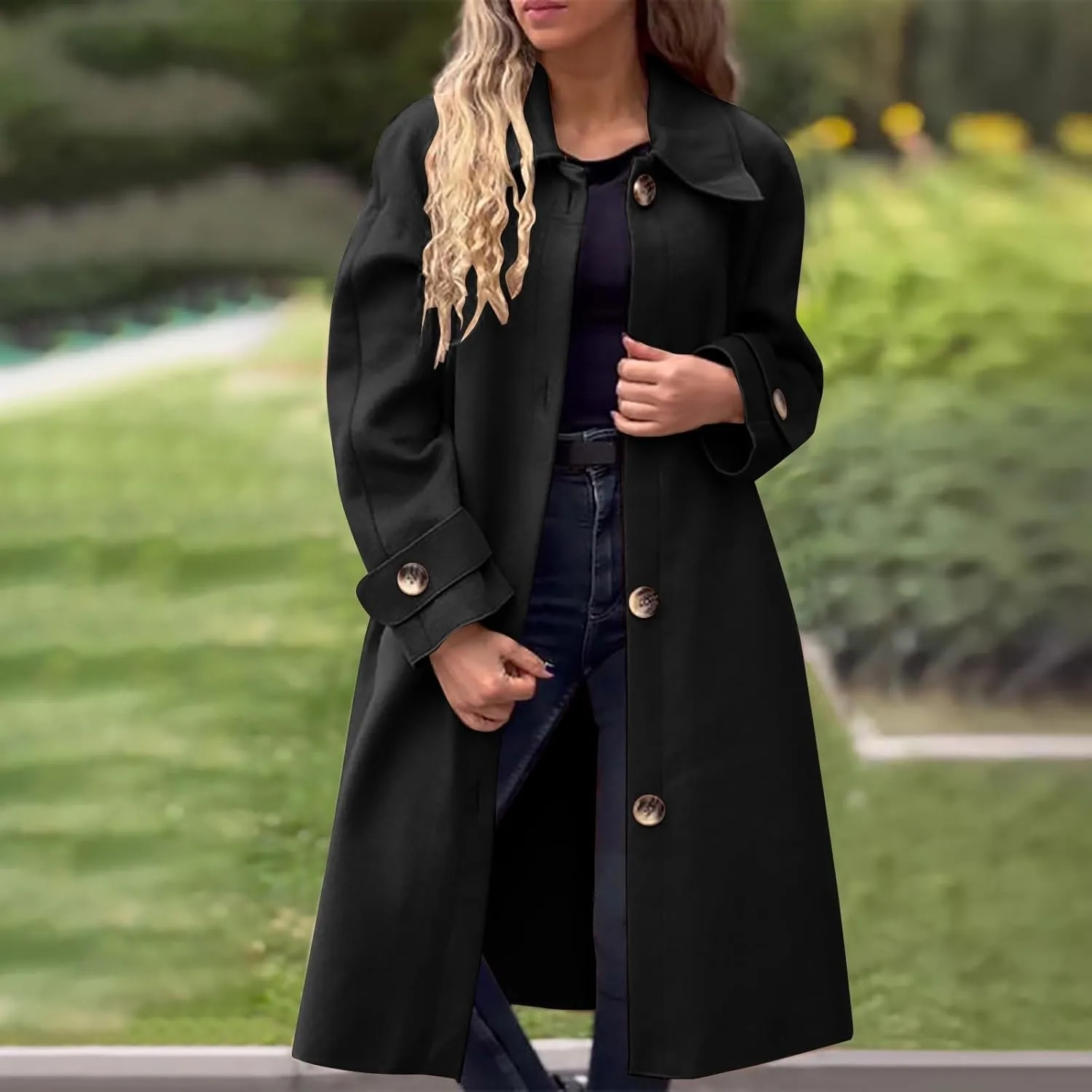Long Trench Coat for Women Fuzzy Jacket Loose Fitting Warm Winter Outwear Fashion Cropped Trench Coat for Women 2024
