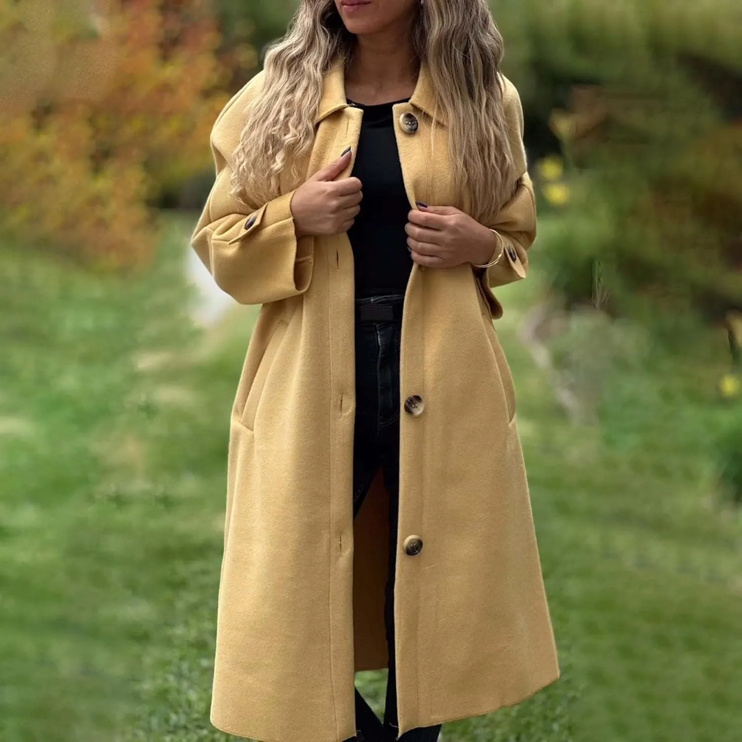 Long Trench Coat for Women Fuzzy Jacket Loose Fitting Warm Winter Outwear Fashion Cropped Trench Coat for Women 2024