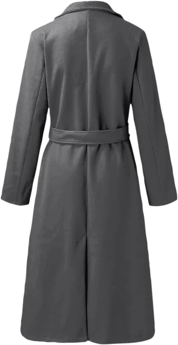 Long Trench Coat for Women Fuzzy Jacket Loose Fitting Warm Winter Outwear Fashion Cropped Trench Coat for Women 2024