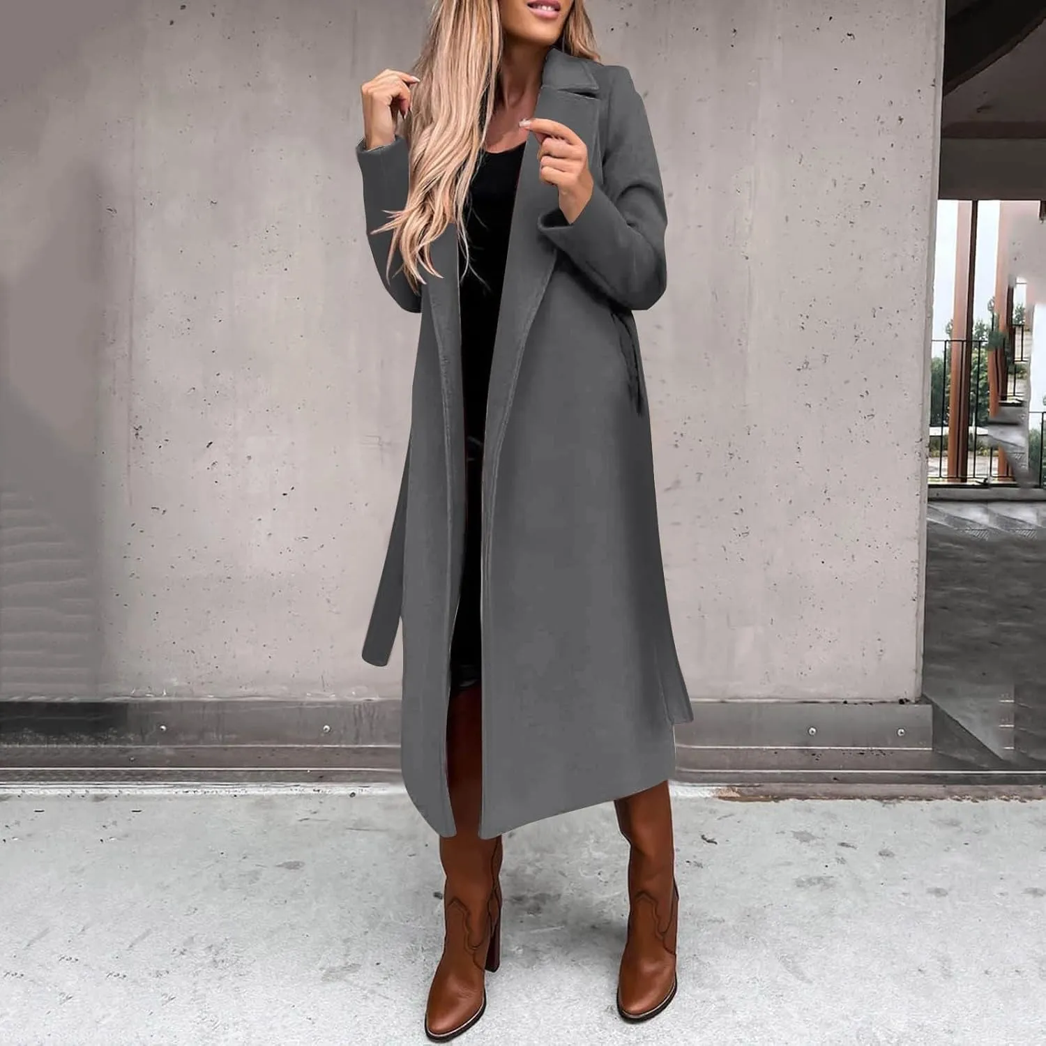 Long Trench Coat for Women Fuzzy Jacket Loose Fitting Warm Winter Outwear Fashion Cropped Trench Coat for Women 2024