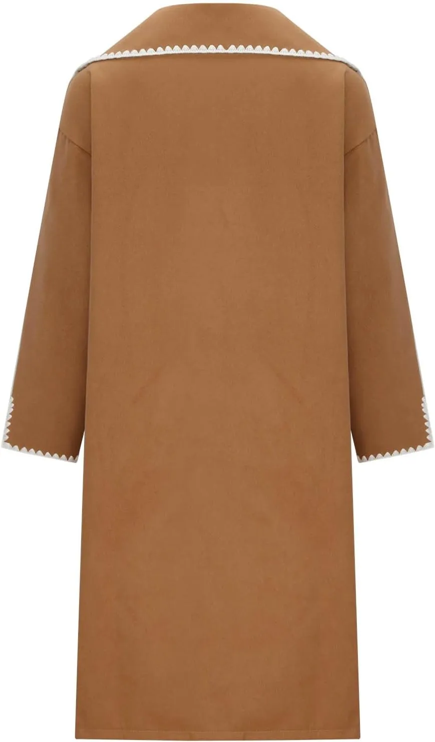 Long Trench Coats for Women Casual Winter Notched Lapel Open Front Pea Coat Wool Blend Comfy Over Coats With Pockets