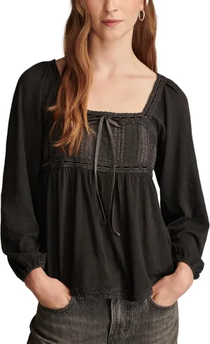 Lucky Brand Women's Lace Paneled OTT Tunic Tee