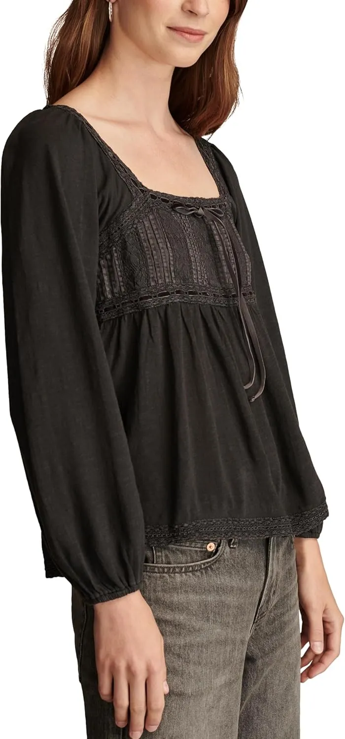 Lucky Brand Women's Lace Paneled OTT Tunic Tee