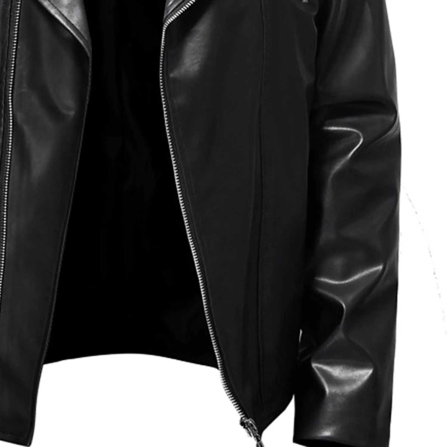 Men Faux Leather Jacket Vintage Asymmetric Zip Biker Jackets Fall Winter Lightweight Coat Long Sleeve Outerwear