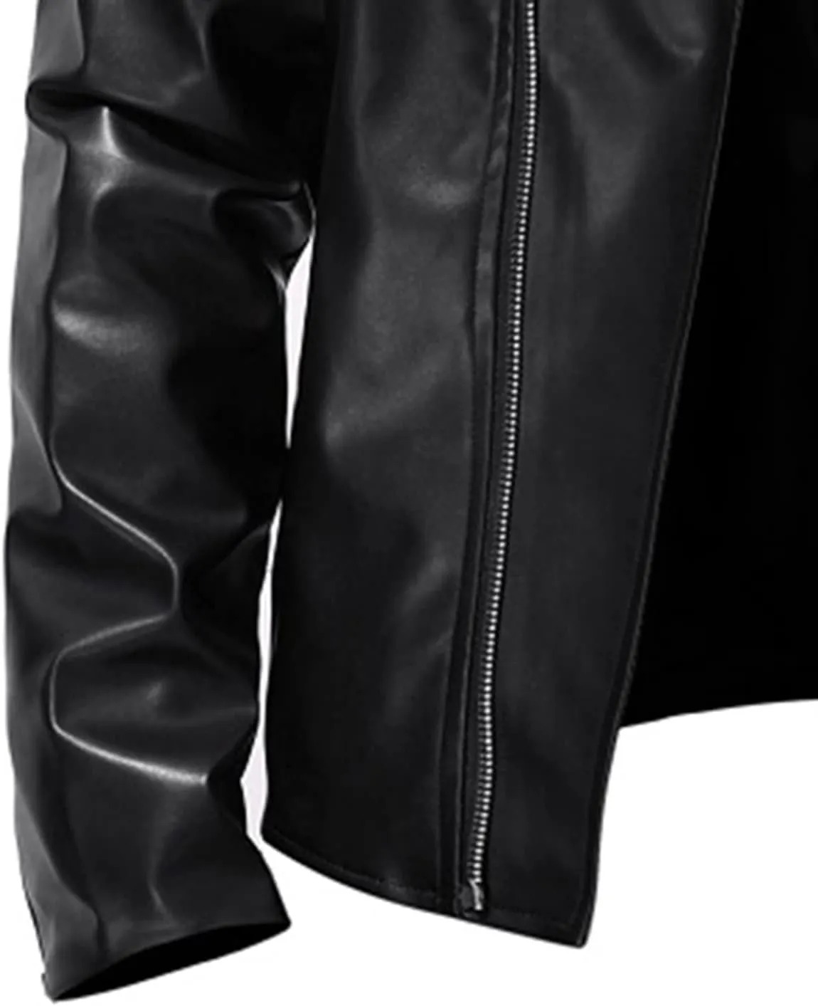 Men Faux Leather Jacket Vintage Asymmetric Zip Biker Jackets Fall Winter Lightweight Coat Long Sleeve Outerwear