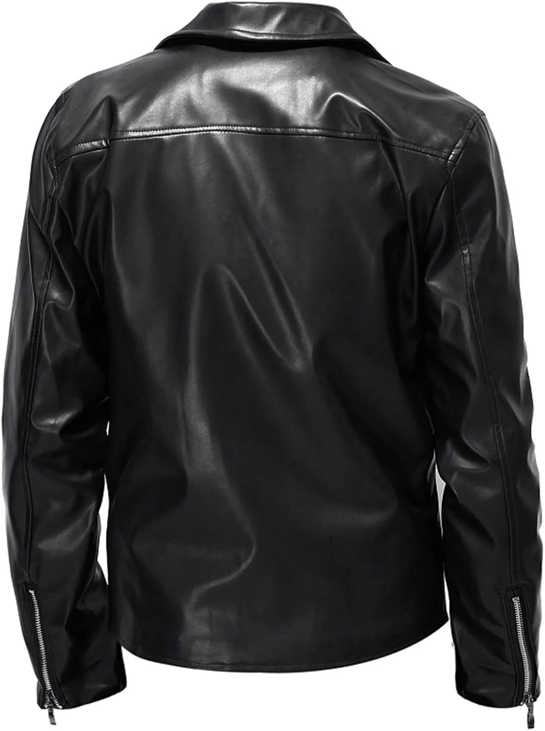 Men Faux Leather Jacket Vintage Asymmetric Zip Biker Jackets Fall Winter Lightweight Coat Long Sleeve Outerwear