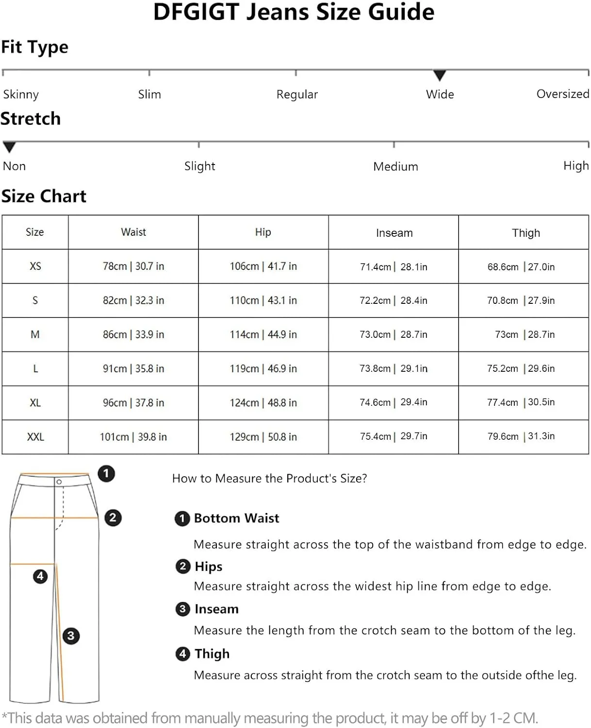 Mens Baggy Jeans Patchwork Y2k Hip Hop Wide Leg Denim Pants Casual Loose Fit Trousers Streetwear