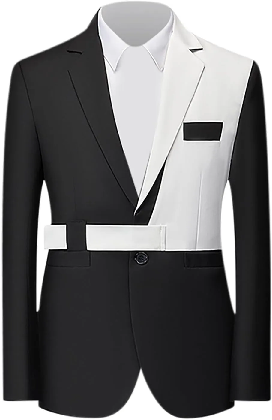 Men's Blazer Casual Sport Coats Slim Fit One Button Suit Jacket Lightweight Sports Jacket Color Block Patchwork Coat