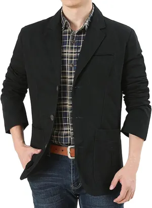 Men's Blazer Casual Sport Coats Slim Fit Three Button Suit Jacket Lightweight Sports Jacket and Coat Business Formal Jacket