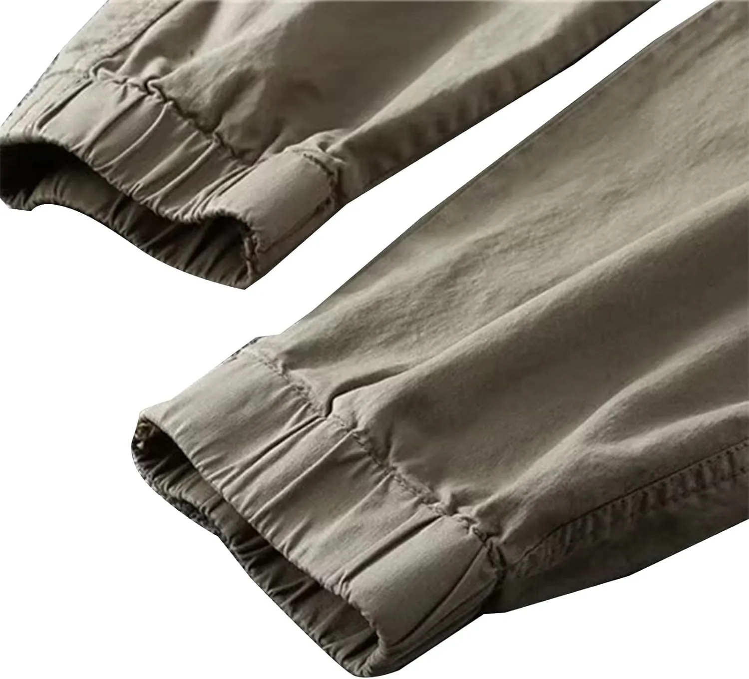 Men's Cargo Pants Slim Fit Work Pants with Zipper Pockets Elastic Waist for Outdoor Hiking Travel and Daily Wear