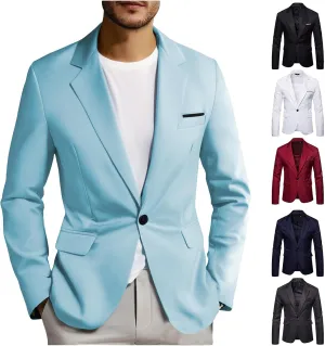 Mens Casual Blazer Lightweight Business Suit Jacket Vintage Classic Textured Basic Tops Work Outdoor Sports Outfits