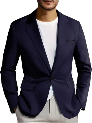 Mens Casual Blazer Lightweight Business Suit Jacket Vintage Classic Textured Basic Tops Work Outdoor Sports Outfits