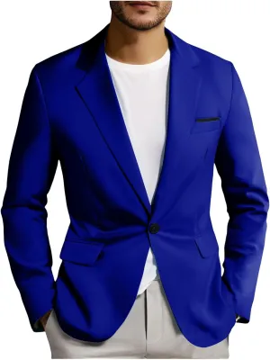 Mens Casual Blazer Lightweight Business Suit Jacket Vintage Classic Textured Basic Tops Work Outdoor Sports Outfits