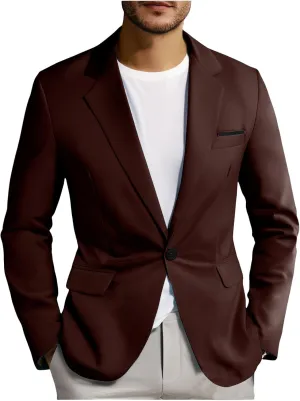 Mens Casual Blazer Lightweight Business Suit Jacket Vintage Classic Textured Basic Tops Work Outdoor Sports Outfits